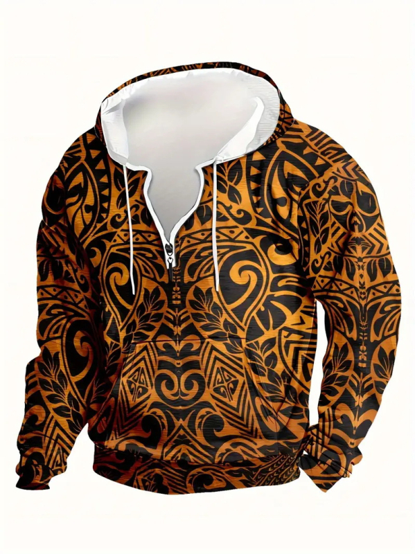 Φούτερ με χαλαρή εφαρμογή, στρογγυλός λαιμός, μακριά μανίκια, γεωμετρικό σχέδιο με ψηφιακή εκτύπωση, πολυεστερικό μείγμα