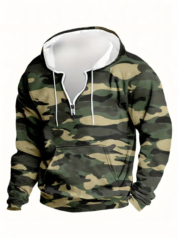 Φούτερ με χαλαρή εφαρμογή, στρογγυλός λαιμός, μακριά μανίκια, γεωμετρικό σχέδιο με ψηφιακή εκτύπωση, πολυεστερικό μείγμα