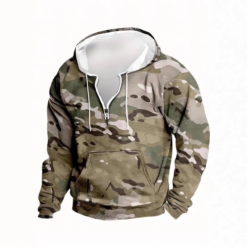 Φούτερ με χαλαρή εφαρμογή, στρογγυλός λαιμός, μακριά μανίκια, γεωμετρικό σχέδιο με ψηφιακή εκτύπωση, πολυεστερικό μείγμα