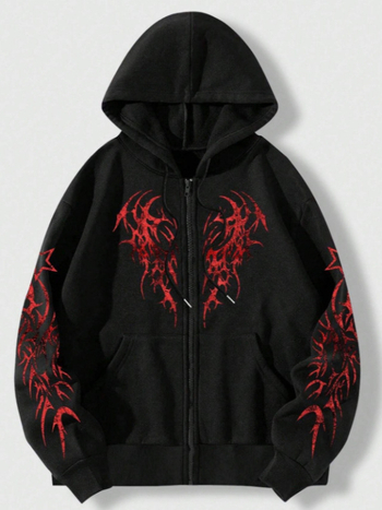 Καρντάγκαν με φερμουάρ και αφαιρετικό μοτίβο, χαλαρή γραμμή, μακριά μανίκια, πολυεστέρας, χειμώνας 2025