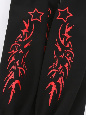 Καρντάγκαν με φερμουάρ και αφαιρετικό μοτίβο, χαλαρή γραμμή, μακριά μανίκια, πολυεστέρας, χειμώνας 2025