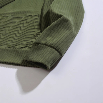 Мъжки качулков пуловер‑свитшърт, свободна кройка, Corduroy плат, ≥96% полиестер, триизмерен джоб, есен 2024