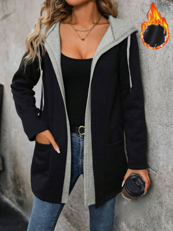 Moteriška gobtuvu džemperinė striukė, laisvo kirpimo, spalvų blokų raštas, poliesterio su elastanu audinys, Europos ir Amerikos stilius