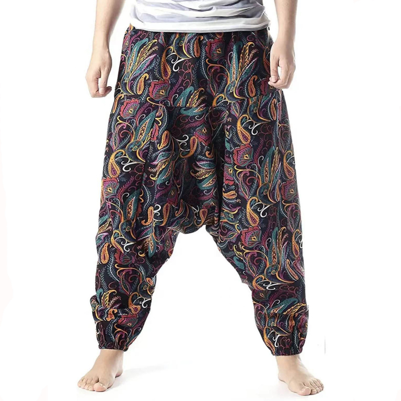 Pantaloni de yoga din bumbac unisex, croială dreaptă, talie medie, curea inclusă, închidere cu șnur, manșete la gleznă, 90% bumbac, potriviți pentru toate sezoanele