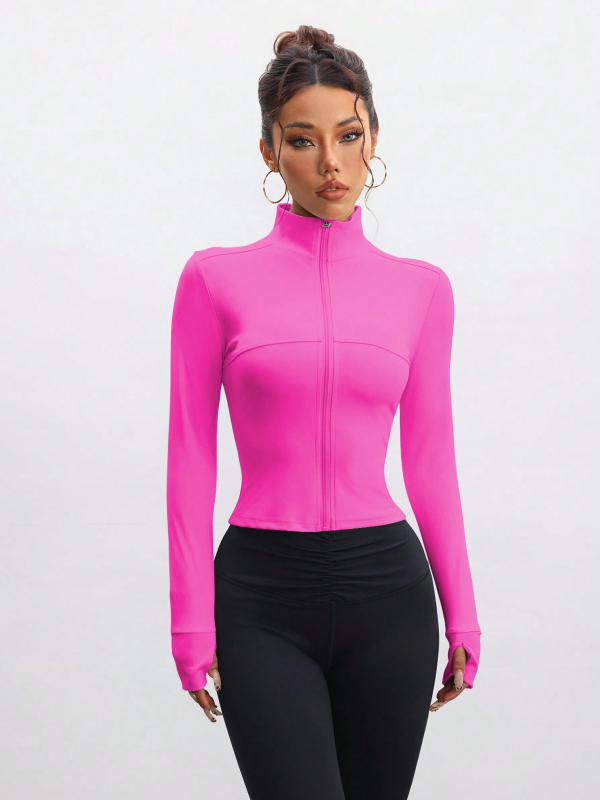 Női jóga dzseki Slim-Fit, Spandex 94% s poliészter bélés 6%, álló gallér, hosszú ujjú