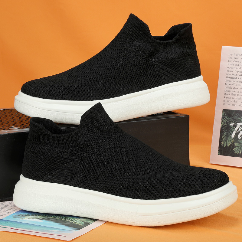 Uniszex hálós casual cipő, kerek orrú, alacsony felső rész, slip-on, EVA talp