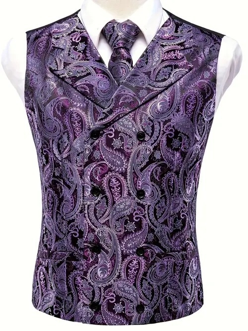 Vesta bărbătească, croială slim, închidere cu nasturi dubli, guler în stil sacou, 100% poliester, unicolor