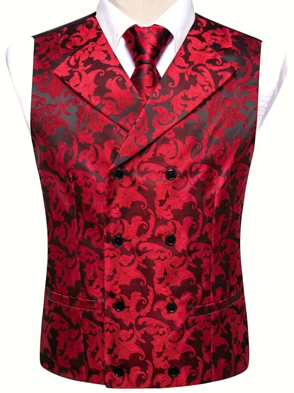 Vesta bărbătească, croială slim, închidere cu nasturi dubli, guler în stil sacou, 100% poliester, unicolor