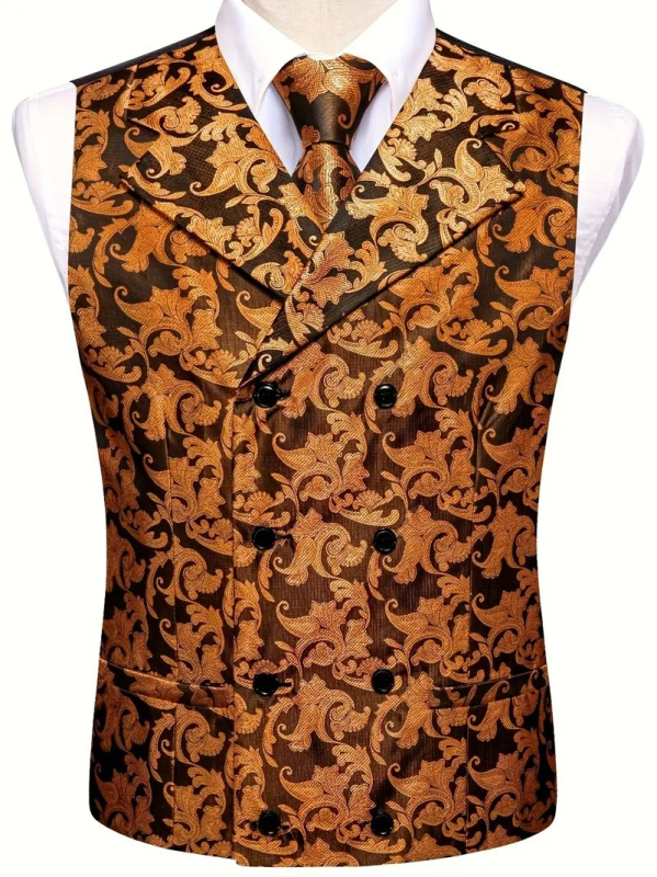 Vesta bărbătească, croială slim, închidere cu nasturi dubli, guler în stil sacou, 100% poliester, unicolor