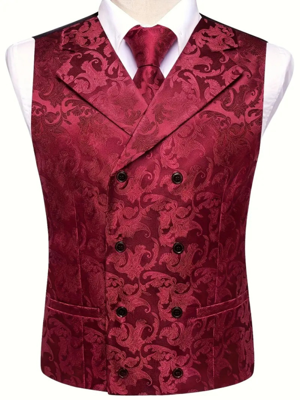 Vesta bărbătească, croială slim, închidere cu nasturi dubli, guler în stil sacou, 100% poliester, unicolor