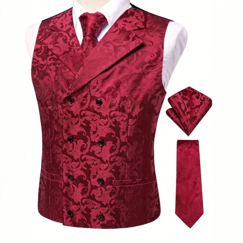 Αντρικό γιλέκο με στενή γραμμή, διπλό κούμπωμα, γιακά κοστουμιού, 100% πολυεστέρας, μονόχρωμο