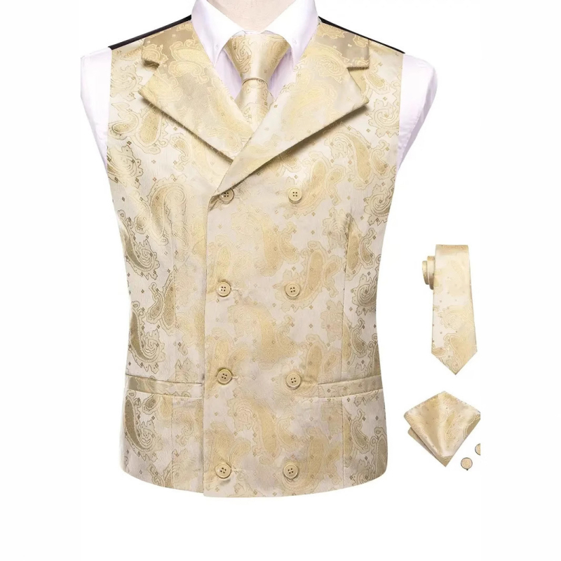 Vesta bărbătească, croială slim, închidere cu nasturi dubli, guler în stil sacou, 100% poliester, unicolor