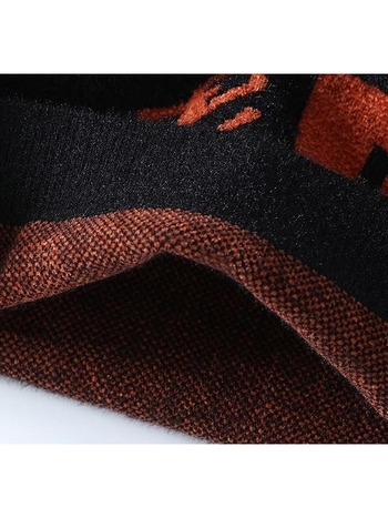 Мъжки пуловер с висока яка, жакардов дизайн, изкуствен Mink Velvet, тънък силует, дълги ръкави