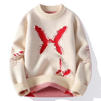 Тийнейджърски пуловер с кръгло деколте, плътен жакард, модал-полиестер смес, есен 2024