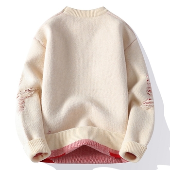 Тийнейджърски пуловер с кръгло деколте, плътен жакард, модал-полиестер смес, есен 2024