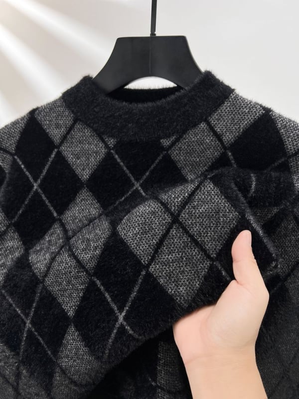 Pulover bărbătesc, stil coreean, slim fit, gros, guler rotund