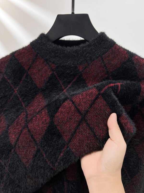 Pulover bărbătesc, stil coreean, slim fit, gros, guler rotund