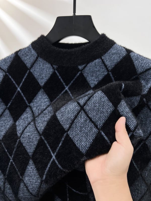 Pulover bărbătesc, stil coreean, slim fit, gros, guler rotund