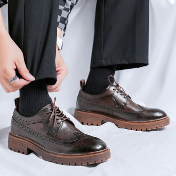 Ανδρικά Παπούτσια Brogue Carved - Μικροϊφίβερ πάνω μέρος, Καουτσούκ σόλα, Μυτερός δάχτυλος, Χαμηλός τακούνι 1-3 cm, Αντιολισθητικό, Άνοιξη 2025