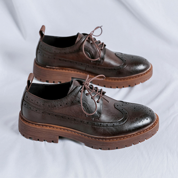 Ανδρικά Παπούτσια Brogue Carved - Μικροϊφίβερ πάνω μέρος, Καουτσούκ σόλα, Μυτερός δάχτυλος, Χαμηλός τακούνι 1-3 cm, Αντιολισθητικό, Άνοιξη 2025