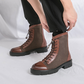 Μπότες με διάτρητο πλέγμα, αναπνεύσιμες, ψηλό επάνω μέρος, κλείσιμο με ελαστικό και πίσω φερμουάρ