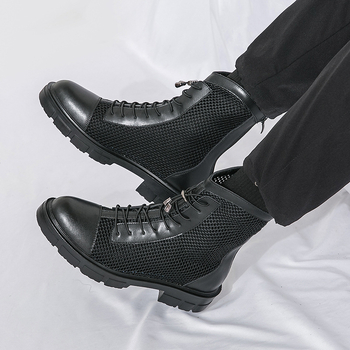 Μπότες με διάτρητο πλέγμα, αναπνεύσιμες, ψηλό επάνω μέρος, κλείσιμο με ελαστικό και πίσω φερμουάρ