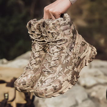 Bocanci tactic înalți camuflați, pentru drumeții și sporturi de tir — Unisex adulți, Poliester, Cod Gk835