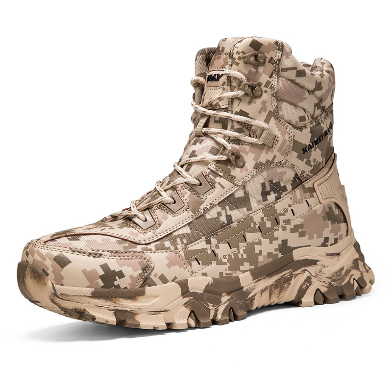 Bocanci tactic înalți camuflați, pentru drumeții și sporturi de tir — Unisex adulți, Poliester, Cod Gk835
