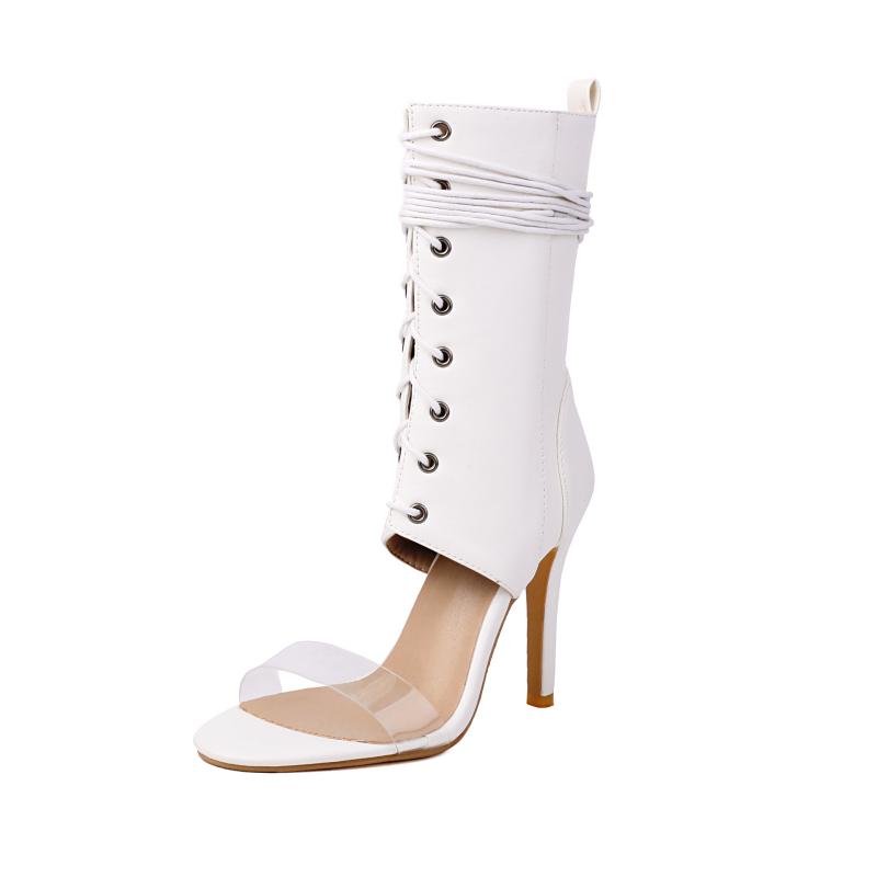 Ankle-strap szandál nyitott lábujjal, vékony magas sarkú, klubcipő, EU 40–48