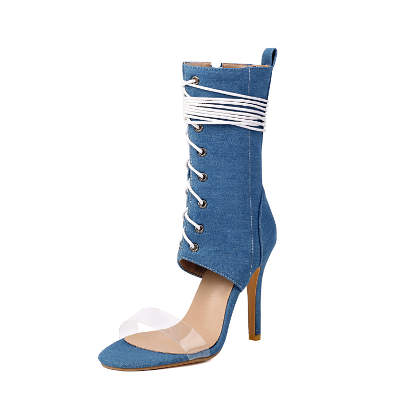 Ankle-strap szandál nyitott lábujjal, vékony magas sarkú, klubcipő, EU 40–48