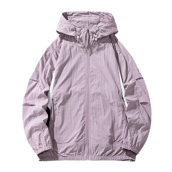 Unisex nailoniniai vasaros paltai su gobtuvu – laisvas kirpimo, UPF50+ saulės apsauga, priekinis užtrauktukas ir kišenės su užtrauktukais