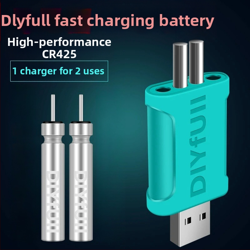 Danny Fu Комплект за презареждане на батерия LIR425 и зарядно за нощен риболов с луминесцентна електронна поплавка