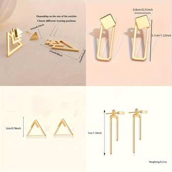 Σετ Ear Cuff Bodhi, σχέδιο Τρίγωνο-Βέλος, 8 τεμάχια, Άνοιξη 2025