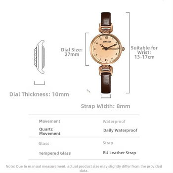 Γυναικείος ρολόι quartz με Goody μηχανισμό, κάσα από κράμα, λουρί PU, κρύσταλλο ορυκτής ενισχύσεως, στρογγυλός καντράν