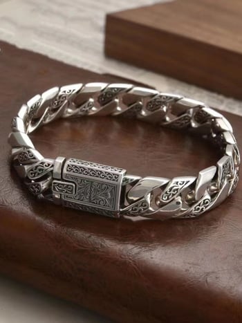 Медна гривна, електроплакирана, унисекс, ретро геометричен дизайн