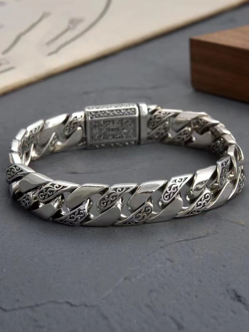 Медна гривна, електроплакирана, унисекс, ретро геометричен дизайн