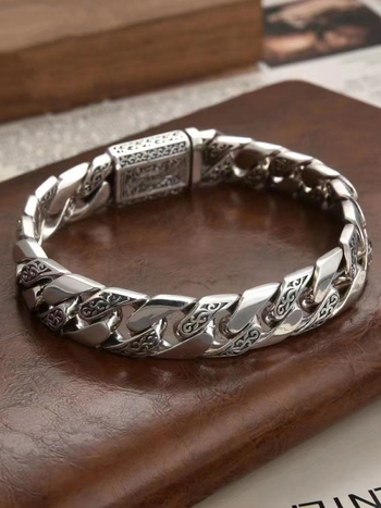 Медна гривна, електроплакирана, унисекс, ретро геометричен дизайн