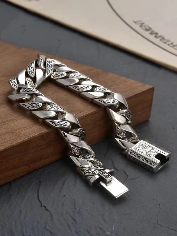 Медна гривна, електроплакирана, унисекс, ретро геометричен дизайн