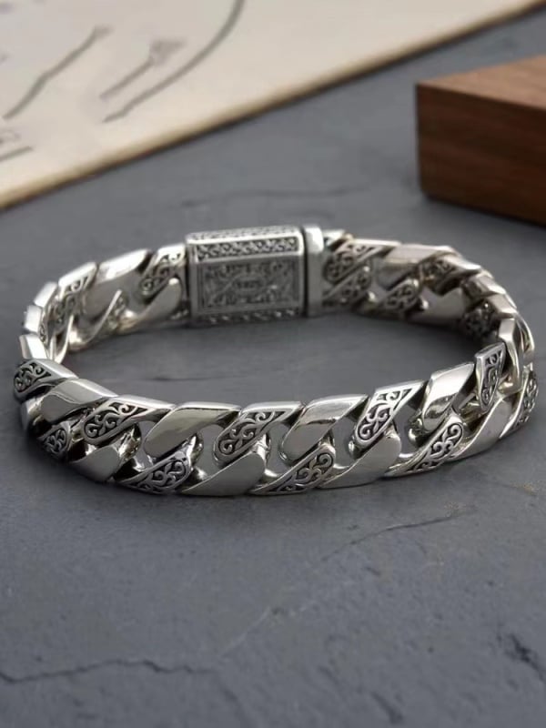 Медна гривна, електроплакирана, унисекс, ретро геометричен дизайн