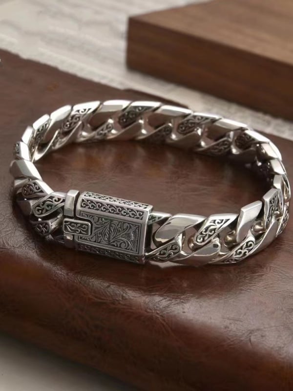 Медна гривна, електроплакирана, унисекс, ретро геометричен дизайн