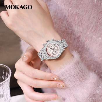 Γυναικείο ρολόι Quartz με έξι δείκτες κίνησης, χρονογράφο και ημερολόγιο, αδιαβροχοποίηση 30 m, κάσα από κράμα ψευδάργύρου, λουράκι από κράμα