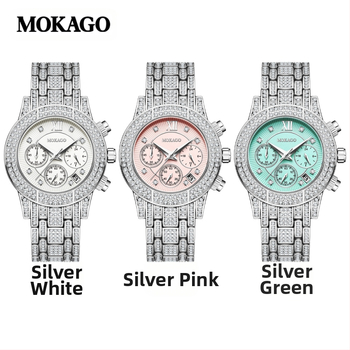 Γυναικείο ρολόι Quartz με έξι δείκτες κίνησης, χρονογράφο και ημερολόγιο, αδιαβροχοποίηση 30 m, κάσα από κράμα ψευδάργύρου, λουράκι από κράμα