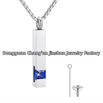 Κολιέ με μενταγιόν από ανοξείδωτο ατσάλι, εξάγωνο ζαφείρι, γεωμετρικός σχεδιασμός, φινίρισμα με διαμάντι