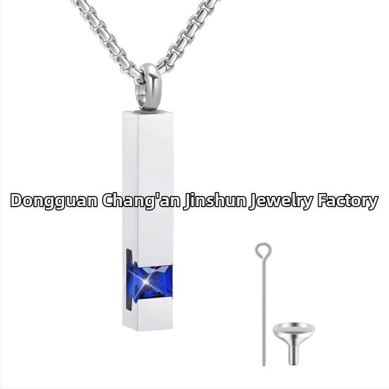 Κολιέ με μενταγιόν από ανοξείδωτο ατσάλι, εξάγωνο ζαφείρι, γεωμετρικός σχεδιασμός, φινίρισμα με διαμάντι