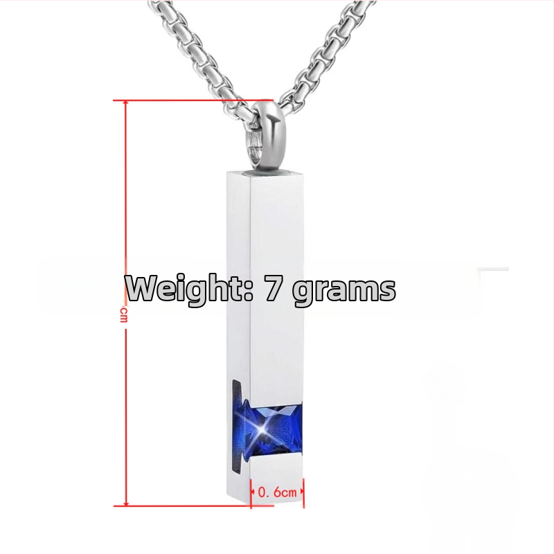 Огърлица с медальон от неръждаема стомана, шестоъгълен сапфир, геометричен дизайн и диамантено полирана повърхност