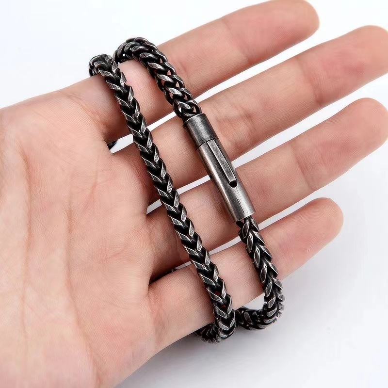 Colier din oțel inoxidabil cu lanț Cuban, pandant geometric în stil vintage, oțel titan, 85 g