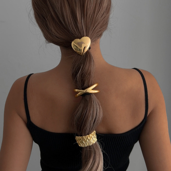 Аксесоари за коса от сплав — плетен пръстен за опашка с плисиран дизайн, стил принцеса, висока еластичност, електроплатина, аксесоар за глава, есен 2024