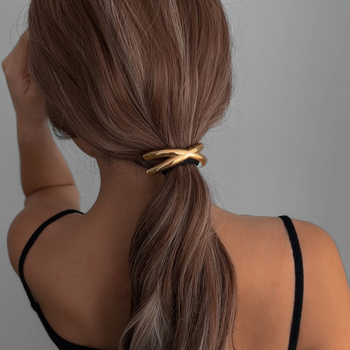 Аксесоари за коса от сплав — плетен пръстен за опашка с плисиран дизайн, стил принцеса, висока еластичност, електроплатина, аксесоар за глава, есен 2024