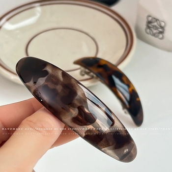 Κλιπ μαλλιών με καμπύλη και μηχανισμό ελατηρίου, χειροποίητο από πλαστικό ρητίνη, για γυναίκες