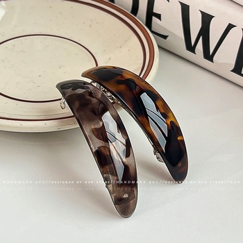 Κλιπ μαλλιών με καμπύλη και μηχανισμό ελατηρίου, χειροποίητο από πλαστικό ρητίνη, για γυναίκες